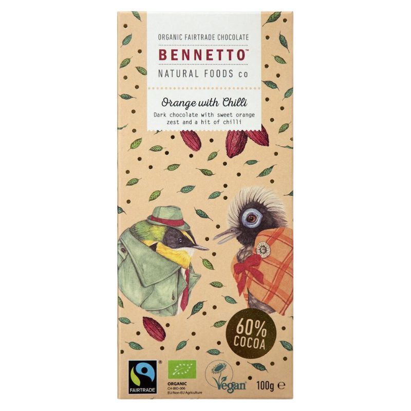 Bennetto Organic Dark Chocolate Orange with Chilli 100g