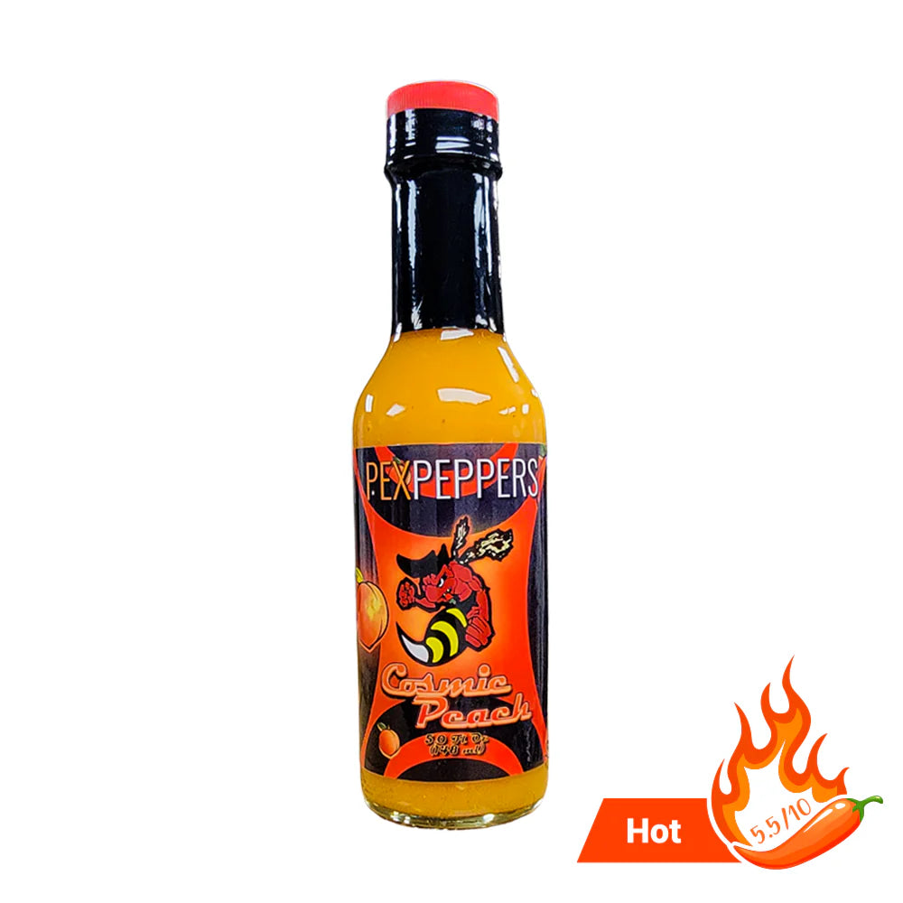 PexPeppers Cosmic Peach Habanero Hot Sauce 5oz (148ml)