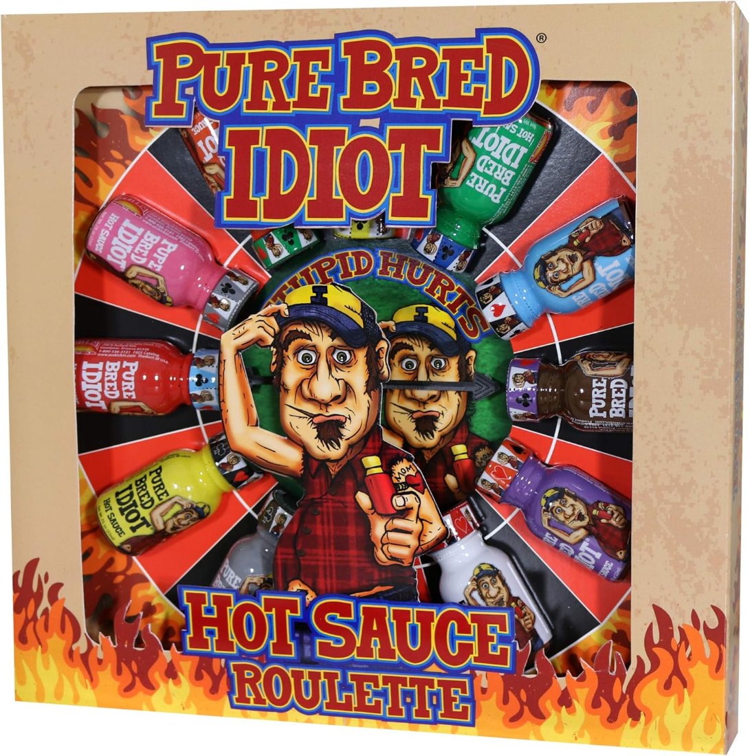 Pure Bred Idiot Hot Sauce Roulette Game - 12 sauce set