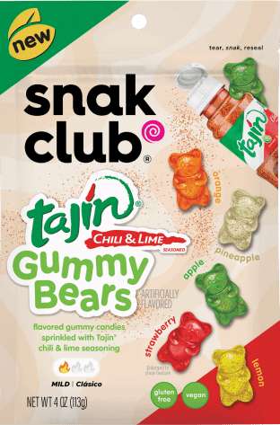 Snak Club Tajin Chili and Lime Seasoned Fruity Gummy Bears 4oz (113gm)