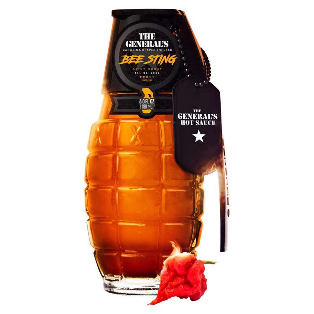 The Generals Grenade - Bee Sting Carolina Reaper Infused Honey 180ml (6oz)