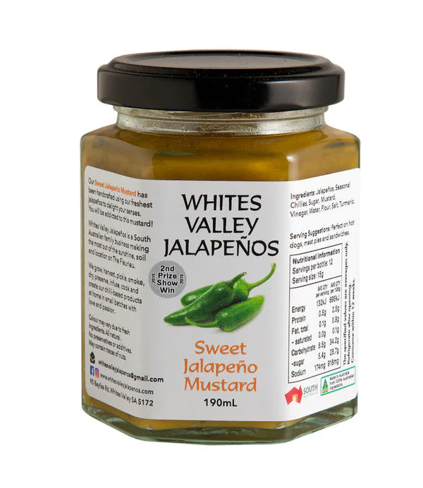 Whites Valley Jalapenos - Sweet Jalapeno Mustard 190gm