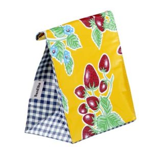 Mexican Oilcloth Lunch Bag -  Strawberries on Yellow