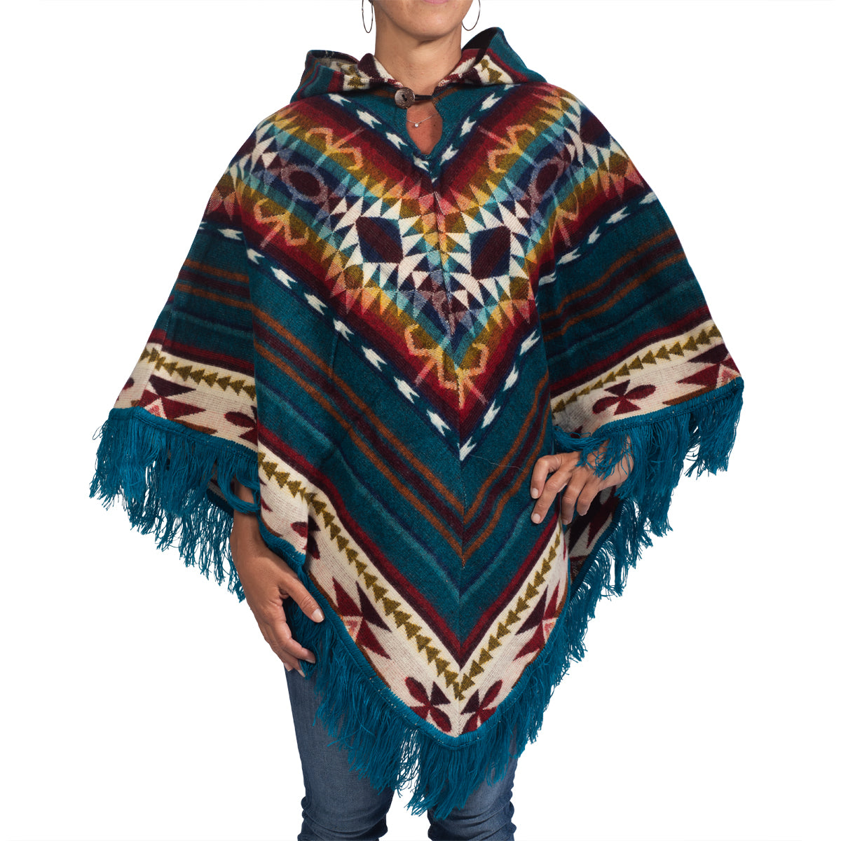 Wool Jorongo Poncho Cape with hood