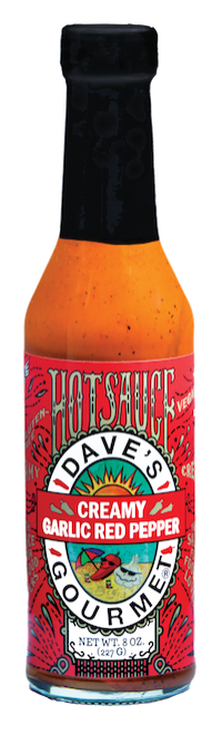 Daves Gourmet Creamy Garlic Red Pepper Hot Sauce 227gm 8oz Chile Mojo